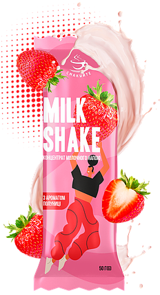 Концентрат молочного напою "MILKSHAKE" зі смаком полуниці 50г (шоубокс 12шт), фото 1