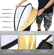 Гнучкий відбивач з ручками 5 в 1 Puluz PU5111 60 см, фото 5