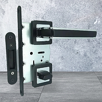 Комплект 7 Ручка на квадратній розетці TRION ЦАМ ARTEZ 74 Black/CP MAGNET