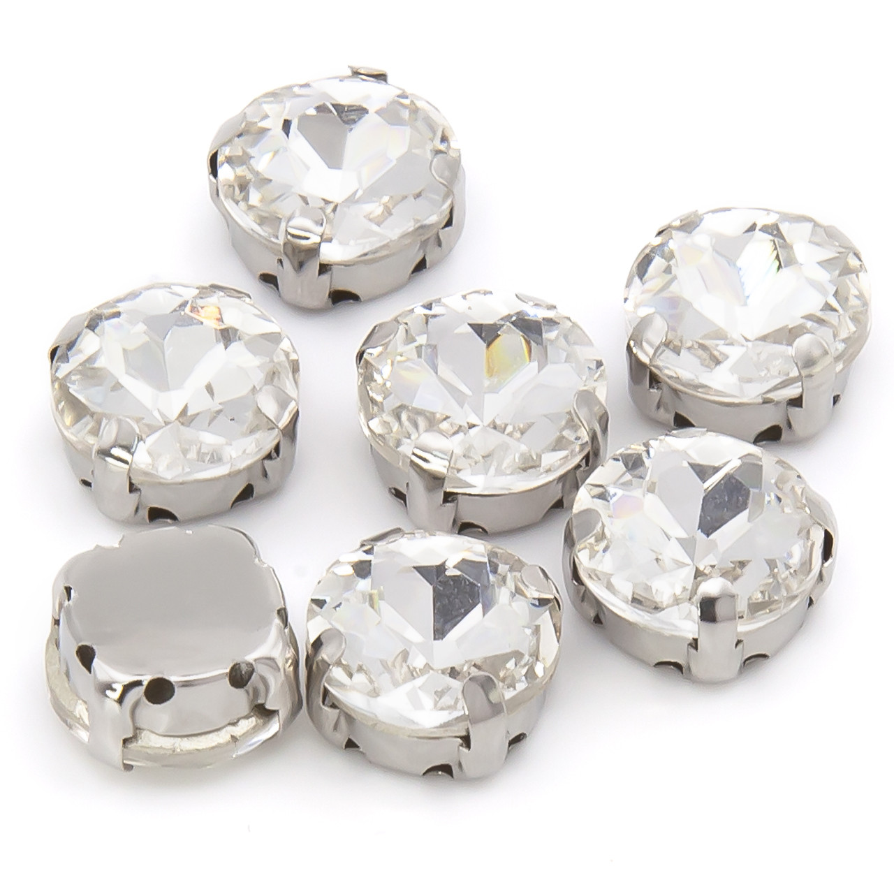 Стрази в оправі Круглі огранювання 10 мм Прозорий 10 шт., фото 1