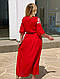 Червоне довге плаття А силуету із натуральної тканини (M), фото 3