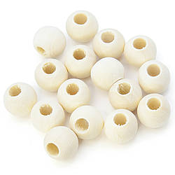 Намистини дерев'яні +-30 шт. 16 мм отвір 4,5 мм Натуральний