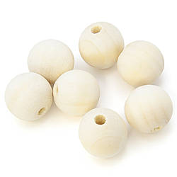 Намистини дерев'яні +-15 шт. 18 мм отвір 4 мм Натуральний
