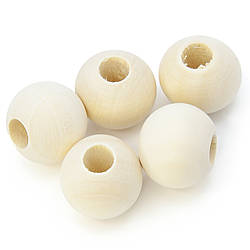 Намистини дерев'яні +-10 шт. 20 мм отвір 4,5 мм Натуральний