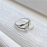 Срібна каблучка Пташка з фіанітом, фото 2