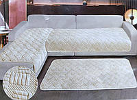 Накидки-дивандеки покрывало чехол на диван и кресла, натяжная накидка универсальная на 3 полотна.