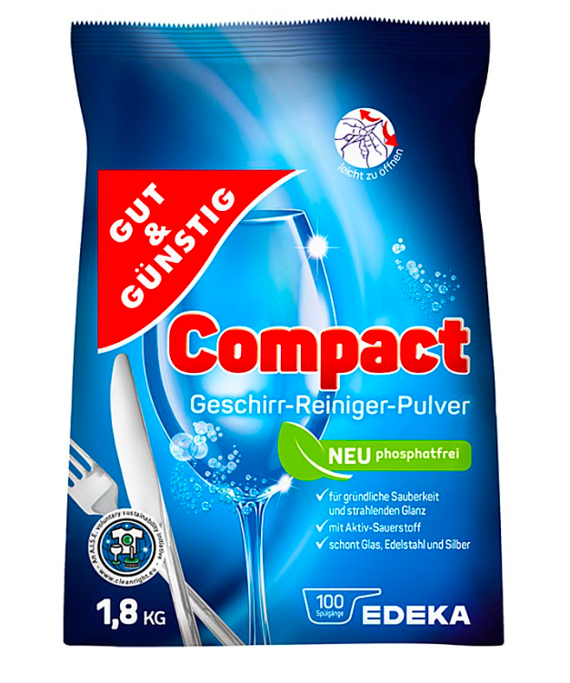 Купить Порошок для посудомоечной машины Gut&Gunstig Edeka 1,8 kg 100 ...