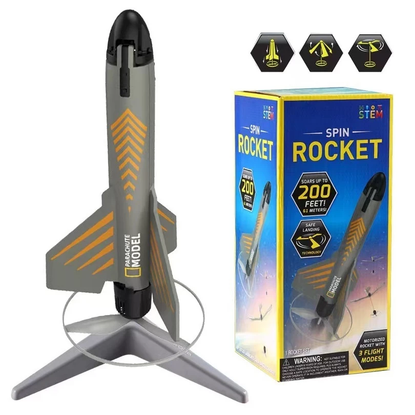 Дитяча ракетна установка з парашутом Spin Rocket зліт на 40 метрів, заряджання від USB