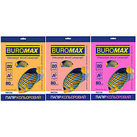 Бумага цветная для принтера А4 80г/м 20л. Buromax Неон BM.2721520_Розовый