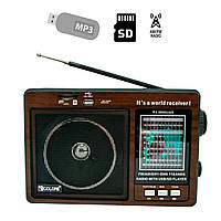 Портативное радио Golon RX-9966 Коричневое, радиоприемник на батарейках с usb входом для флешки | радіо (GK)