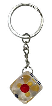 Брелок пластиковий Гральний кубик-кість 2 см прозорий No2566