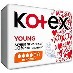 Прокладки Kotex Young Normal 4 краплі 10 шт.