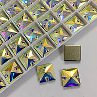 Пришивные кристаллы Lux 16мм, форма Квадрат, цвет Crystal AB, 1шт
