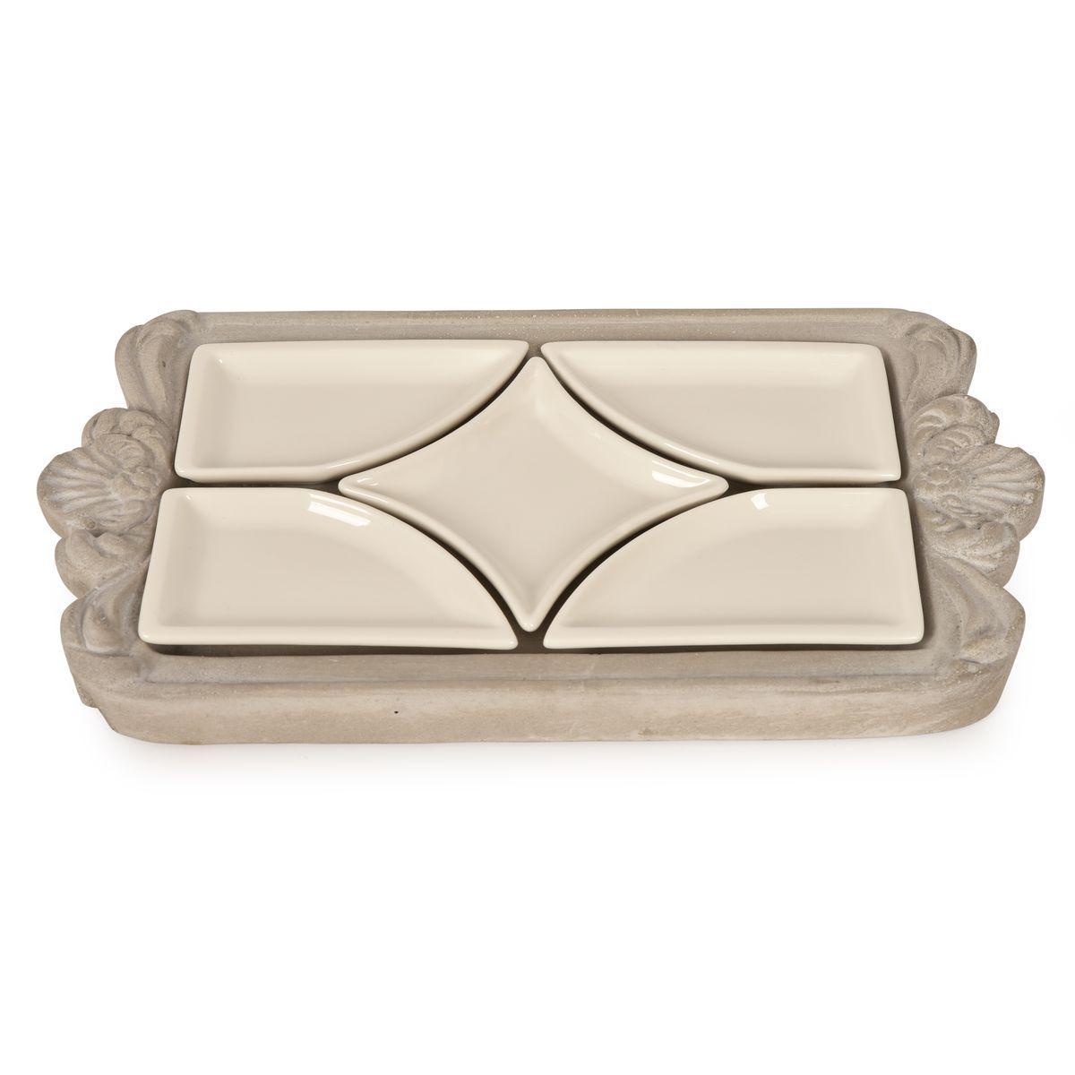 Менажниця керамічна на 5 секцій на бетонній підставці Palais Royal, фото 1