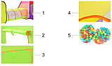 Дитячий ігровий намет подвійний, ігровий будиночок з тунелем 3в1 + 200 шт м'ячів Malatec Польща, фото 10