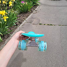 Пеніборд (Penny board) Фламінго,скейт, скейтборд зі світними колесами та ручкою, фото 5