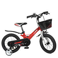 Двухколесный детский велосипед 14 дюймов магниевая рама и корзинка Profi Hunter WLN1450D-3N Красный bs