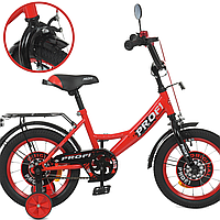 Детский двухколесный велосипед Profi с дополнительными колесами красный Original boy Y1446 bs