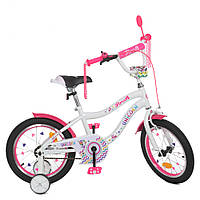 Велосипед двухколесный детский с декором на спицы и звонком 16 дюймов Profi Unicorn Y16244 Белый bs