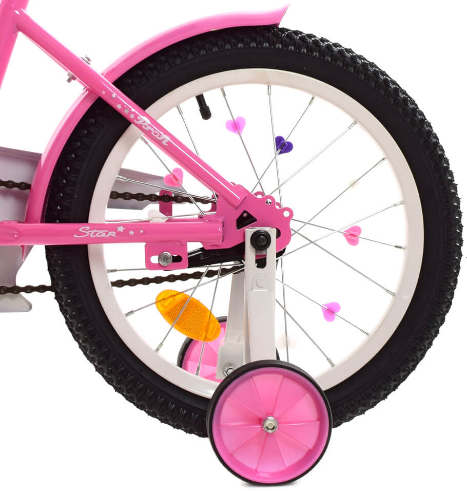 Детский велосипед с корзинкой 16 дюймов Profi Star розовый двухколесный профи Y1691-1 bs - фото 5 - id-p1854104797