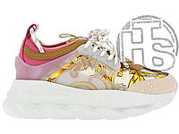 Женские кроссовки Versace Chain Reaction White Pink Yellow Barocco DSR705G-DICTG_DB5OS