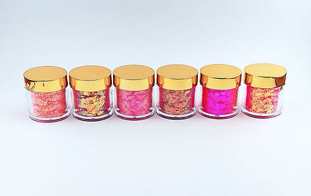 НАБІР ГЛІТЕРІВ ГОЛОГРАФІЧНИХ CHAMELEON MIX NEON PINK CHUNKY GLITTER 6 x 30 МЛ, фото 2