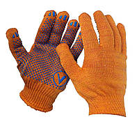 Перчатки рабочие трикотажные, синяя точка, оранжевые Сталь (21105-V) 51745