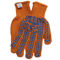 Перчатки рабочие трикотажные, синий рисунок, оранжевые, логотип Сталь 52050 (21103)