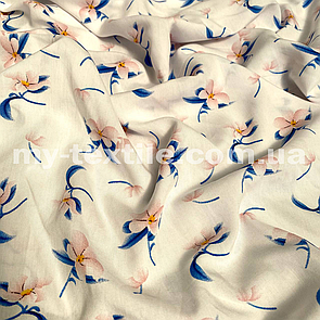 Штапель прінтованний Квіти на білому