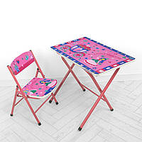 Детский складной столик и стул Bambi A19-LPRIN (Принцесса) Розовый bs