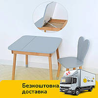 Детский деревянный столик и стульчик "Зайка" 04-025GREY-DESK Серый (с ящиком под столешницей) bs