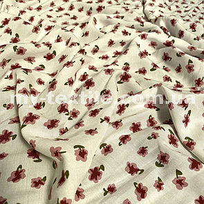 Штапель прінтованний Квіти рожеві на білому