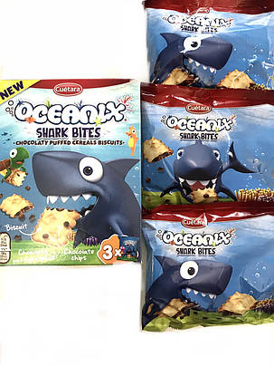 Шоколадне повітряне печиво з пластівців Oceanix Cuetara Shark Bites 150 г Іспанія, фото 2