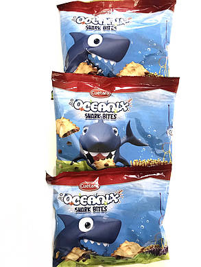 Шоколадне повітряне печиво з пластівців Oceanix Cuetara Shark Bites 150 г Іспанія, фото 2