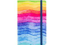 Записна книга Ділова записна книжка Rainbow, А5, тверда обкладинка текстиль, гумка, блок клітина O27190