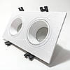 Вбудований світильник поворотний Feron DL0385 квадрат подвійний (пластик) білий, фото 6