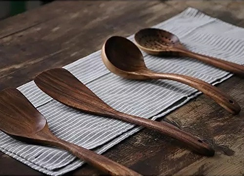  деревянных лопаток для кухни, кухонный набор поварешек из дерева .