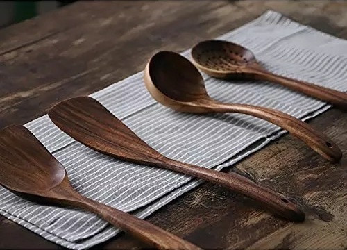 Набор деревянных лопаток для кухни, кухонный набор поварешек из дерева ...