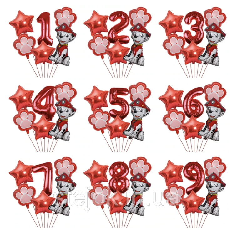 Набір куль із цифрою Щенячий патруль Маршал, фото 1