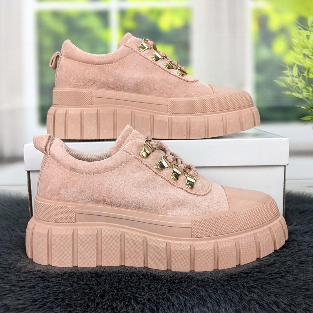 Кросівки жіночі пудрові на високій підошві Horoso 2890-2, фото 1