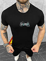 Стильная мужская футболка Puma черная летняя , стильная хлопковая мужская футболка черная пума