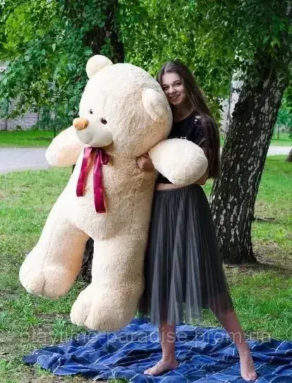 Великий плюшевий ведмедик бежевий "Ветлі" 160 см, Великий Плюшевий Ведмідь, Велика М'яка іграшка 1.6 м