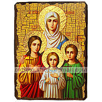 Икона Вера, Надежда, Любовь и их мать София ,икона на дереве 130х170 мм