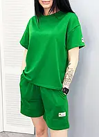Жіночий літній костюм шорти та футболки в зеленому кольорі