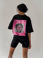 Женский костюм футболка+велосипедки с накатом Арт.058