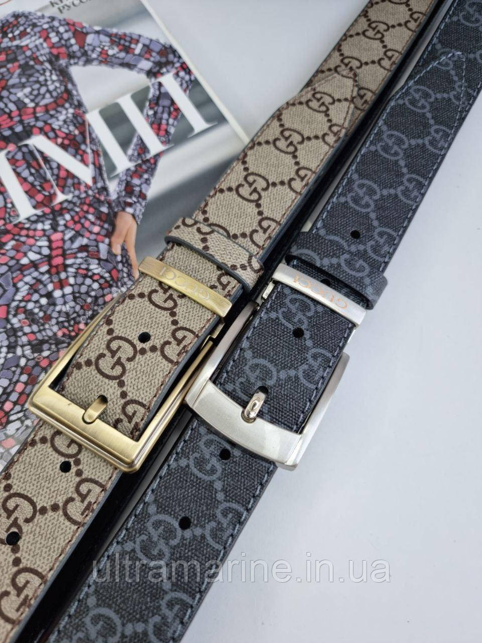 Стильний жіночий шкіряний ремінь Gucci 3.5 см Гуччі з класичною металевою пряжкою
