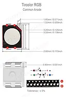 Красно-Синий-Зеленый RGB 3528 PLCC-4 общий анод