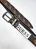 Стильний жіночий шкіряний ремінь Guess 3.5 см Гесс з класичною металевою пряжкою коричневий, фото 6