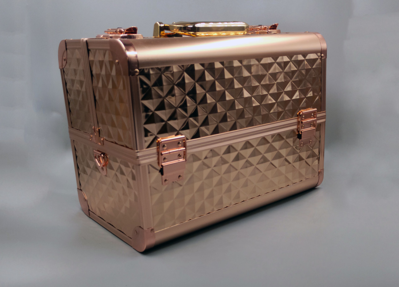 Валіза-кейс для б'юті-майстра металева, Бронзовий у ромб, фото 1