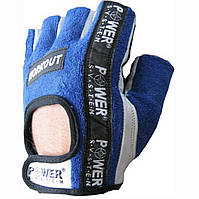 Перчатки для велоспорта, фитнеса WORKOUT без пальцев р. XS, S, M, L, XL голубые XS
